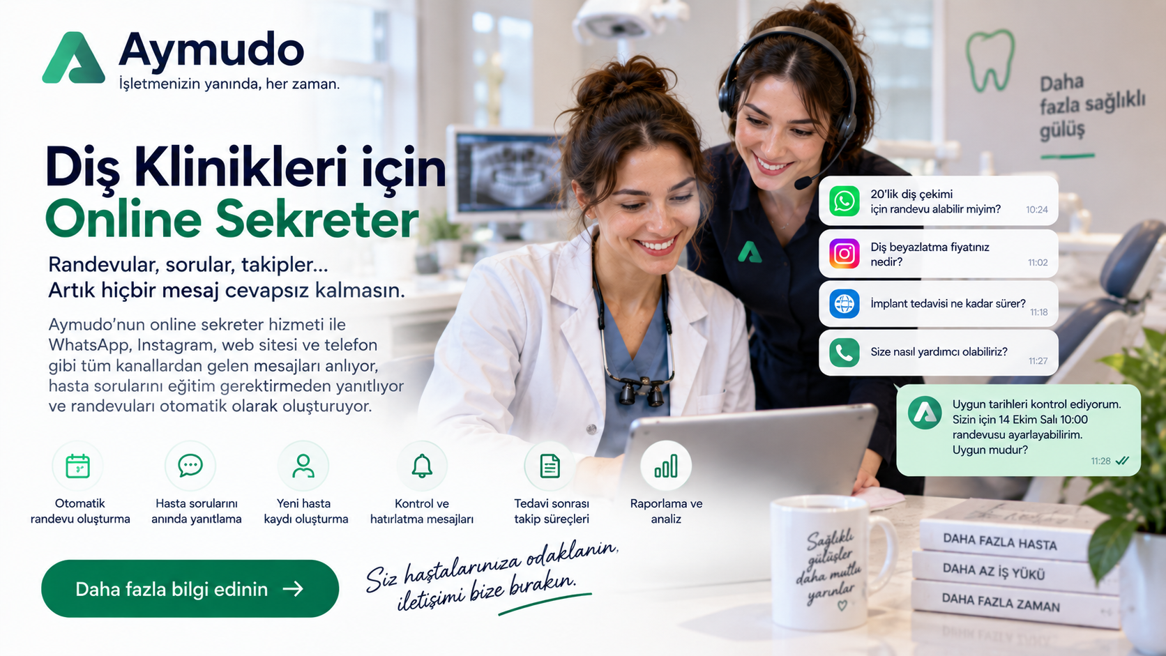 Diş Klinikleri İçin Online Sekreter: Hasta Mesajlarından Randevu Takibine