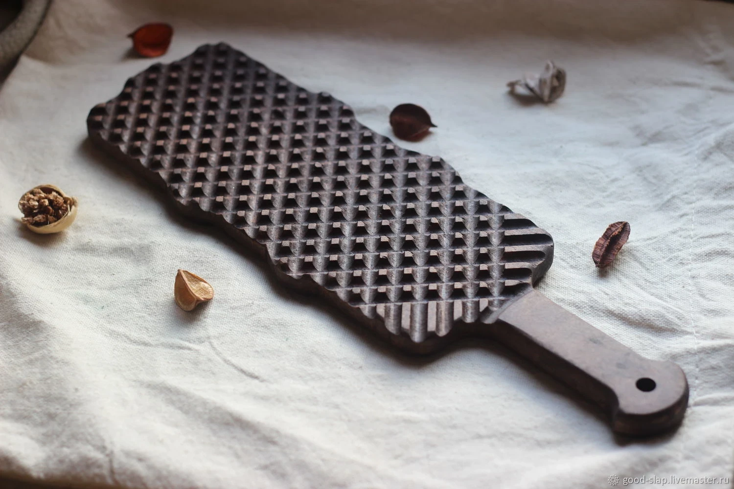 Grid Textured Wooden BDSM Paddle – Waffle Pattern Spanking Paddle