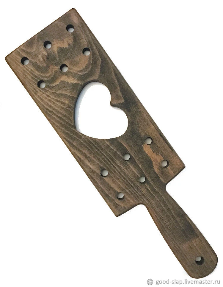 Heart Cutout Wooden BDSM Paddle – Perforated Spanking Paddle görsel 4