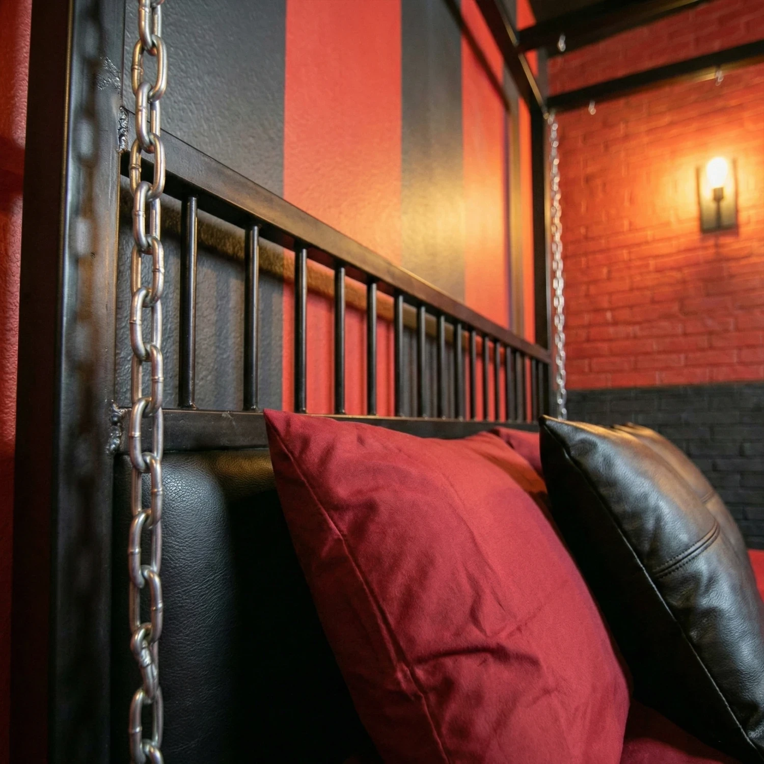 Heavy Duty Metal BDSM Bondage Bed with Cage & Suspended Platform