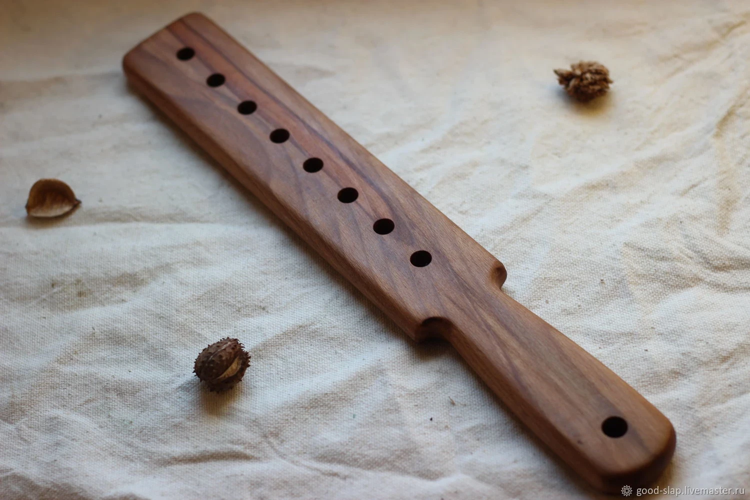 Single Row Wooden BDSM Paddle – Perforated Spanking Paddle görsel 2