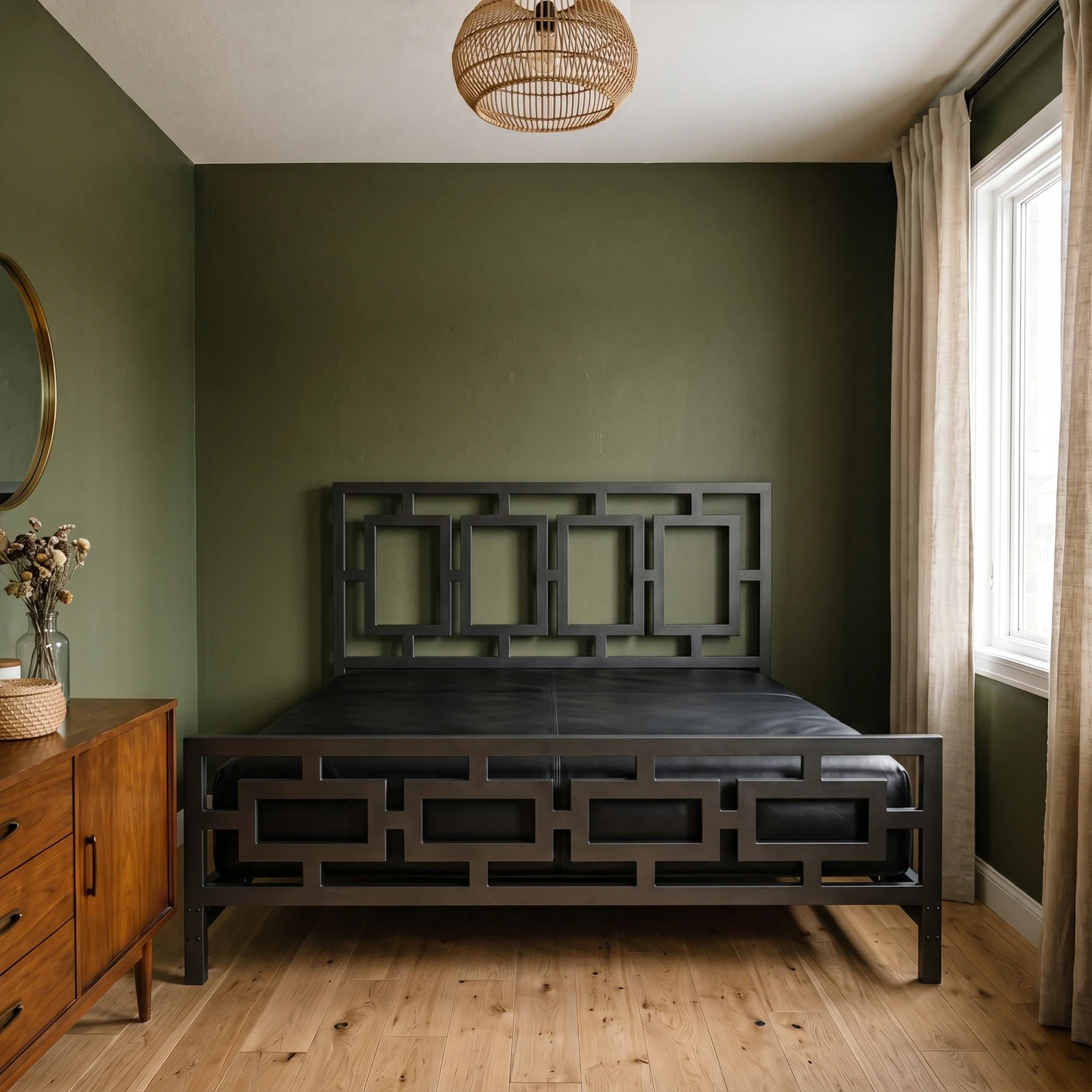 Geometric Steel Bed – Modern Industrial Metal Frame