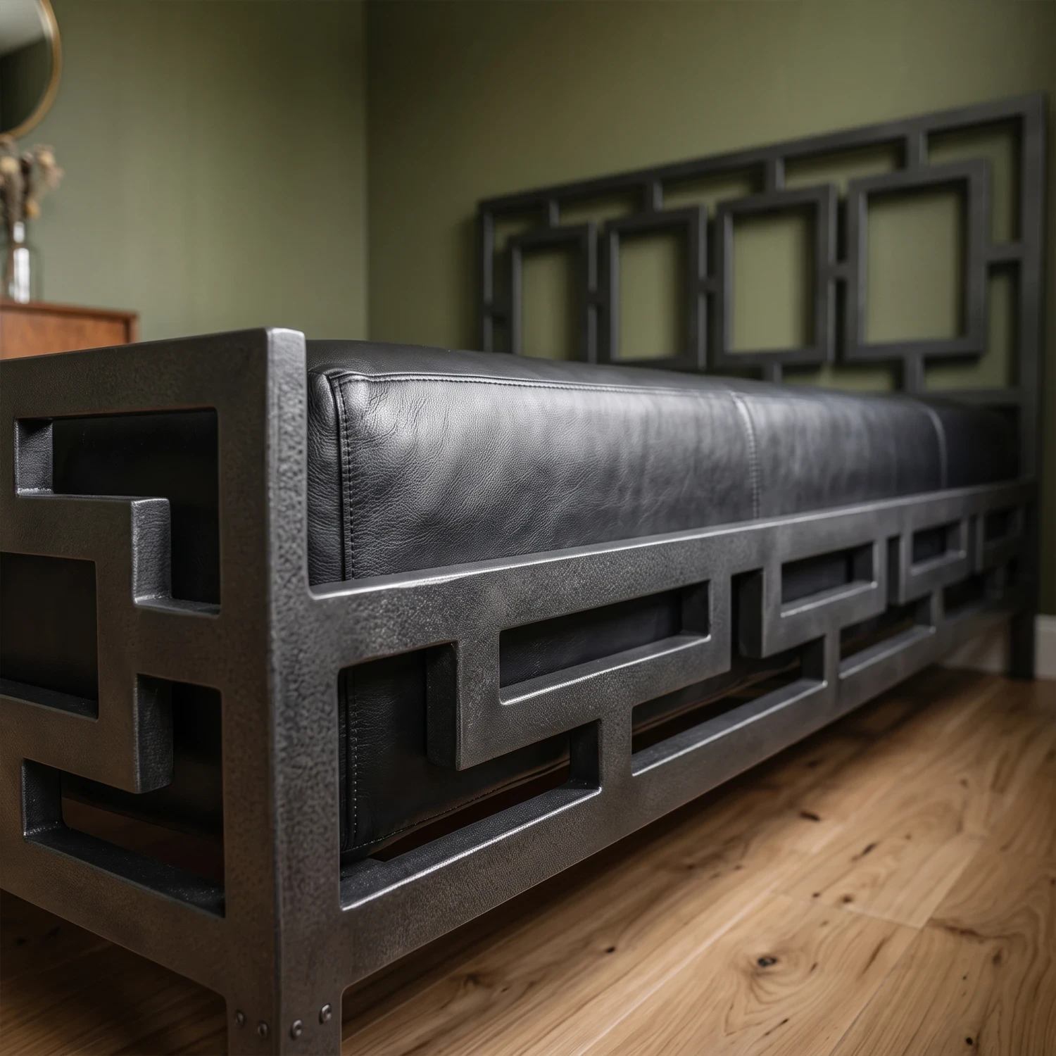 Geometric Steel Bed – Modern Industrial Metal Frame görsel 2
