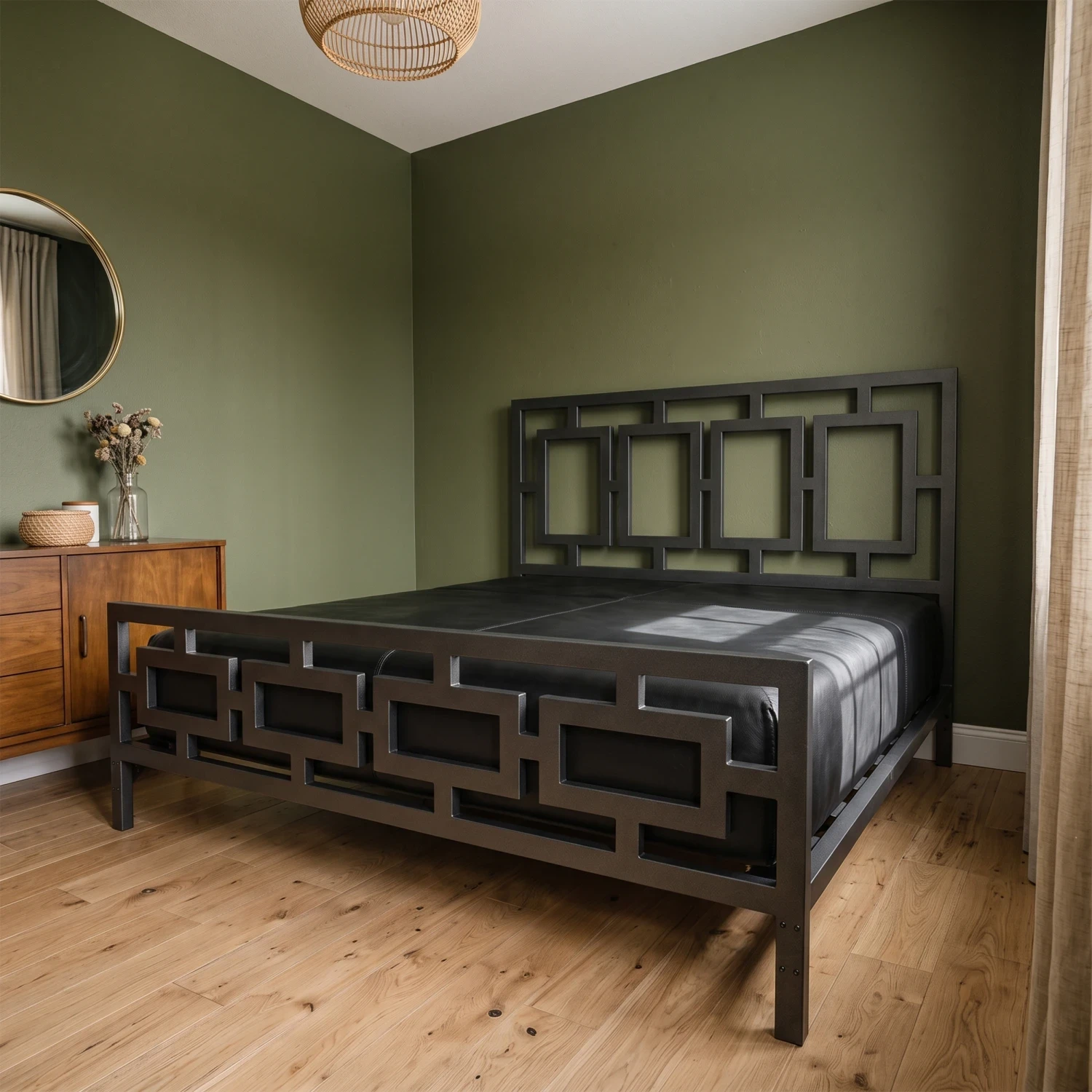 Geometric Steel Bed – Modern Industrial Metal Frame görsel 4