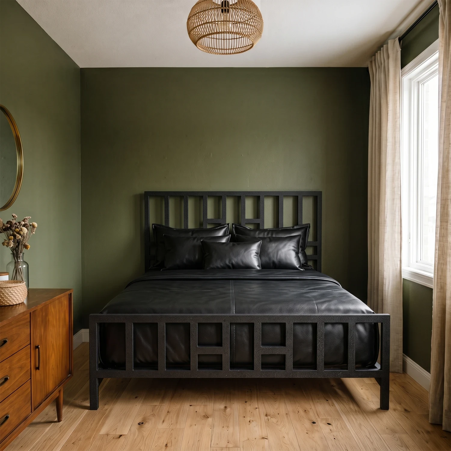 Grid Steel Bed – Minimalist Industrial Metal Frame görsel 4